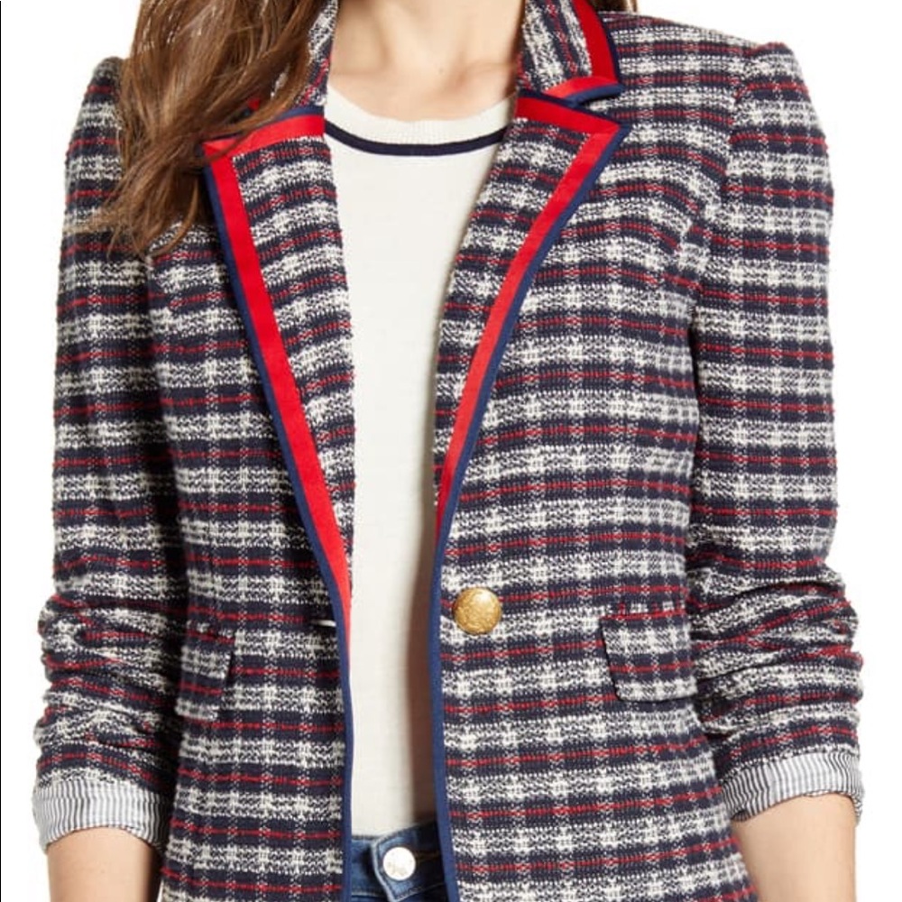 Nordstrom Court & Rowe Plaid Tweed Blazer